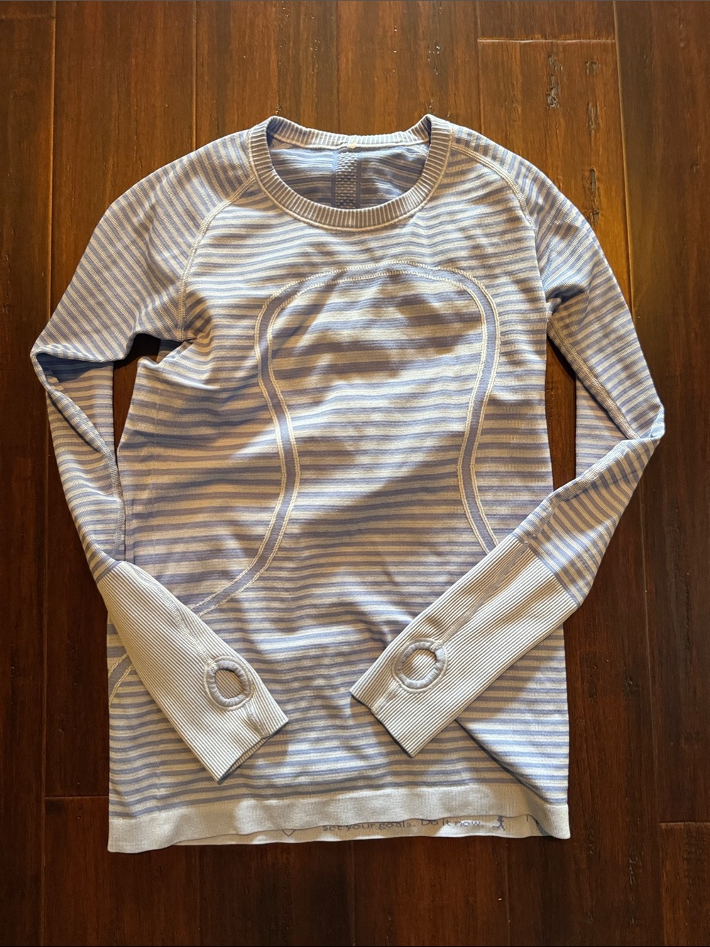lululemon athletica Light Blue & White Striped Long Sleeve Top